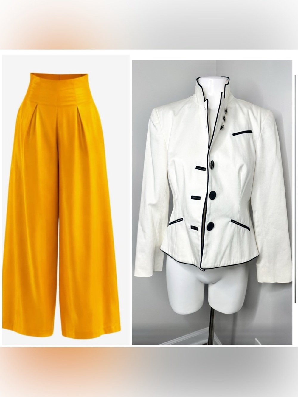 Emil Rautenberg White black Tailored Blazer with Contrast Trim-small